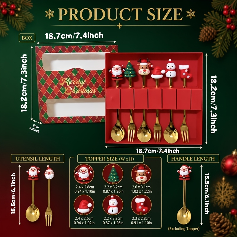 6Pcs Festive Christmas Spoon F - Coffee Tea And Sugar Set ulasan dan harga