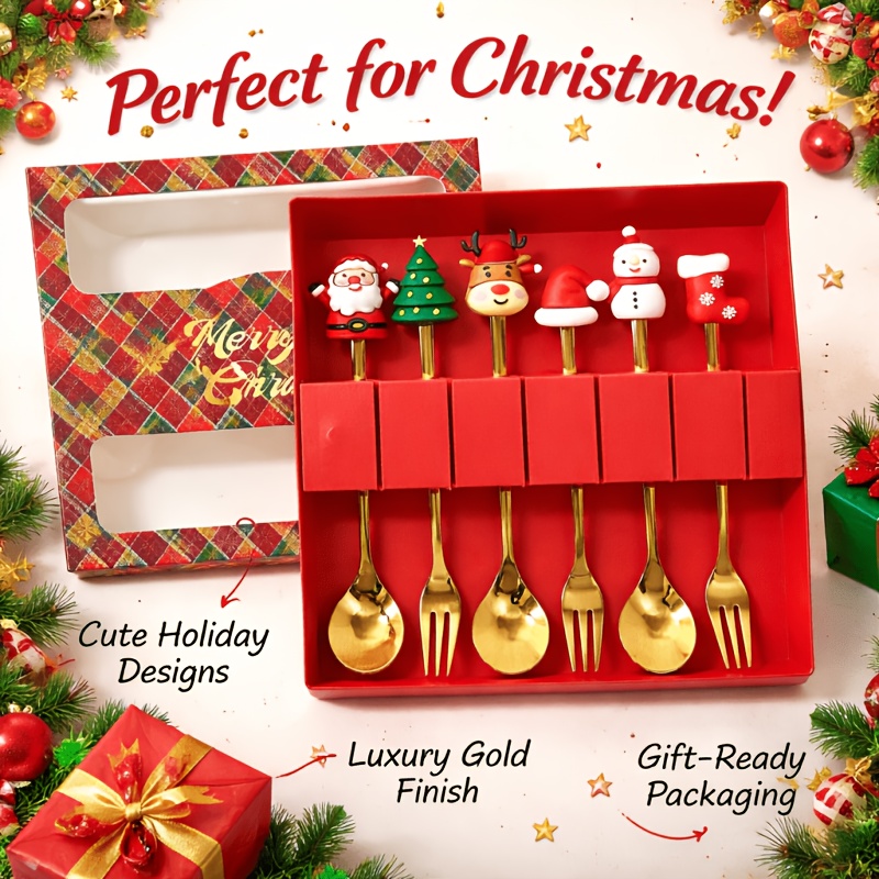 6Pcs Festive Christmas Spoon F - Coffee Tea And Sugar Set ulasan dan harga