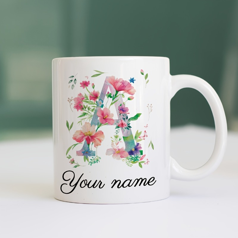 Custom Name/Text Floral Initia - Coffee Tea Name ulasan dan harga