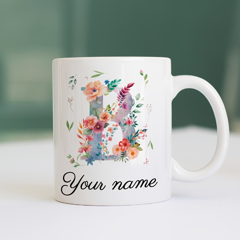 Custom Name/Text Floral Initia - Coffee Tea Name ulasan dan harga