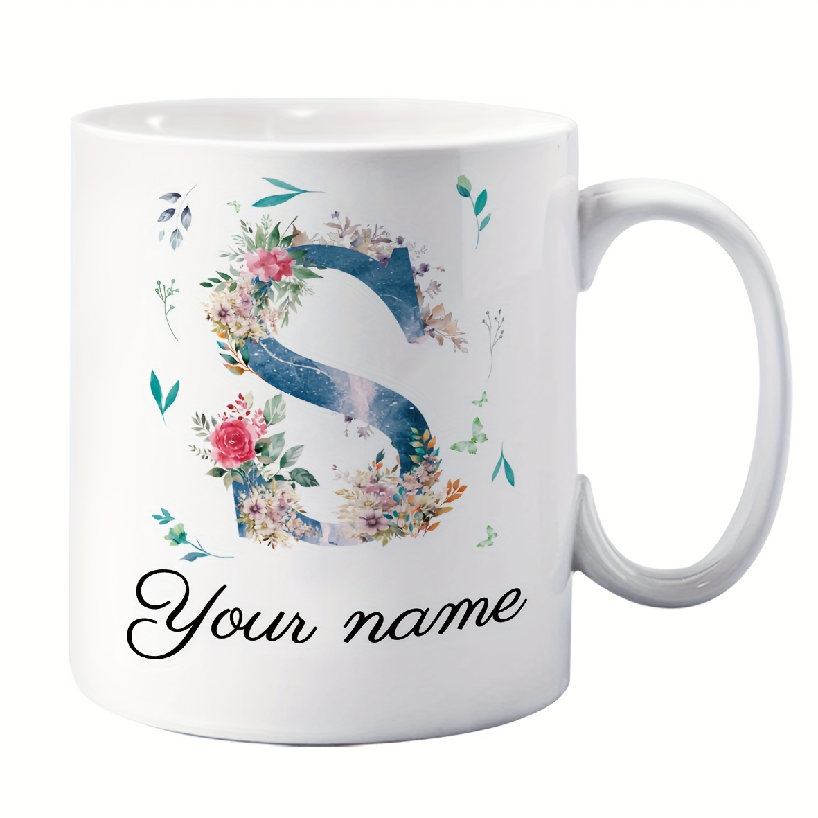Custom Name/Text Floral Initia - Coffee Tea Name ulasan dan harga