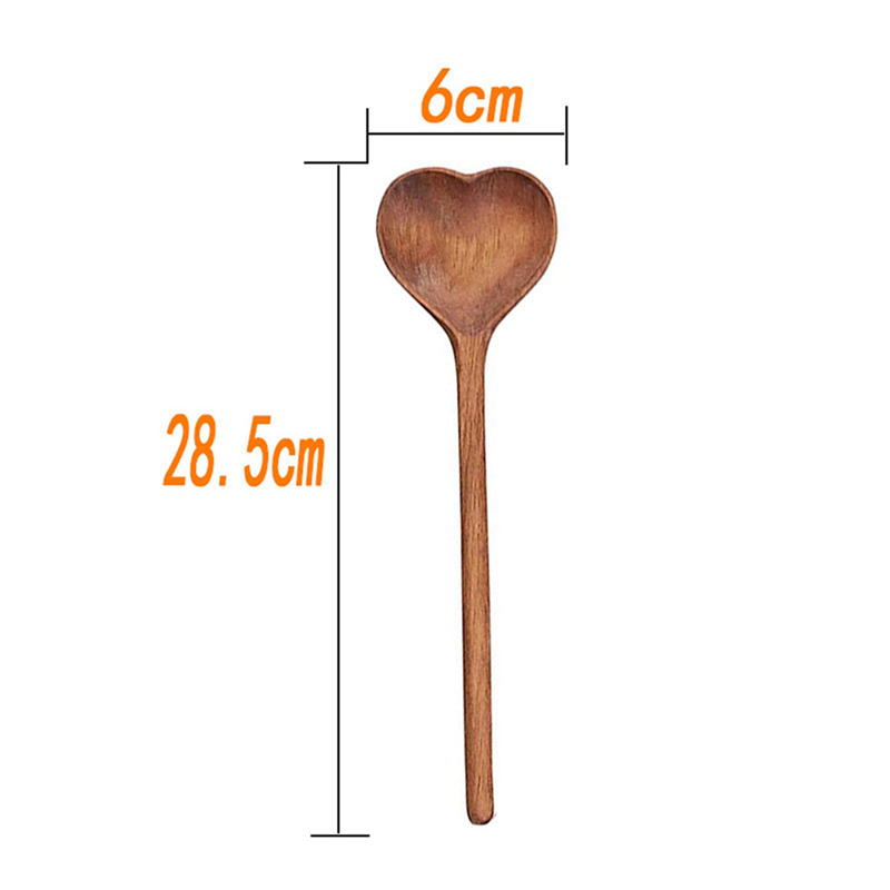 ABZS Wooden Heart-Shaped Spoon - Coffee Tea And Sugar Set ulasan dan harga